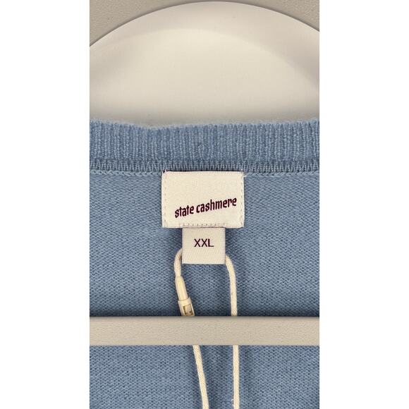 State Cashmere Womens V Neck Cashmere Sweater Bella Blue Size XXL New - Picture 9 of 12